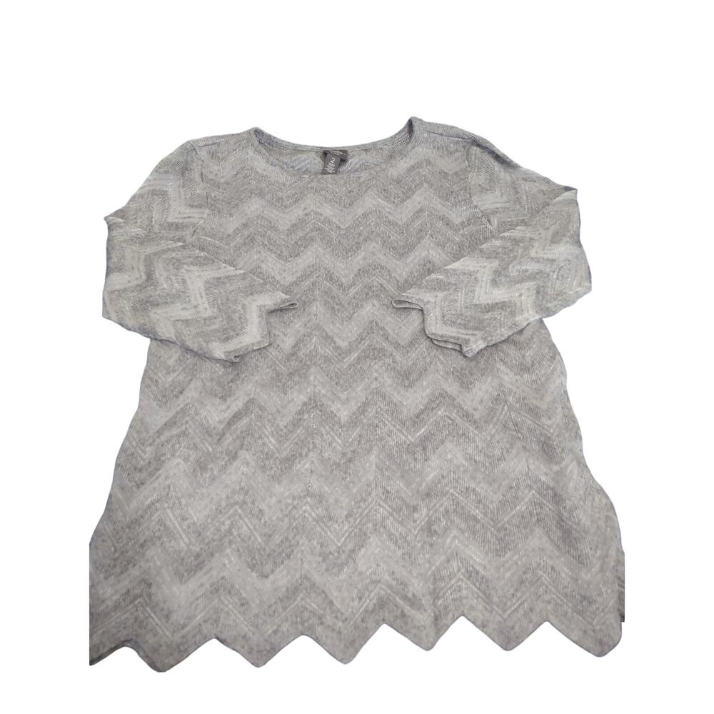 Chico's travelers Gray Chevron sweater Zig Zag Hem‎ 2/Large Packable Lightweight